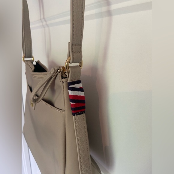 Beige Crossbody Bag with Red-White-Blue Accents & Gold Hardware - Picture 2 of 4